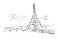 Detail Black and white Manual Sketch Eiffel Tower cloud and gate at Paris Royalty Free Stock Photo