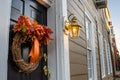 Detail of a Black Wooden Front Door Royalty Free Stock Photo