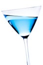 Detail of blue cocktail tilted