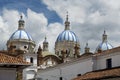 Detail of the blue domes of the Cathedral in Cuenca, Ecuador