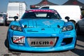 blue Japanese sports car, Mazda RX8 painted like a comic