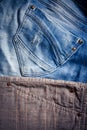 Detail of blue jeans man`s pants Royalty Free Stock Photo