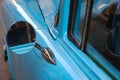 Detail of Blue oldtimer car in Cuba Royalty Free Stock Photo