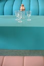 Detail of blue sofa and coffee table Royalty Free Stock Photo