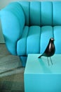 Detail of blue sofa and coffee table Royalty Free Stock Photo