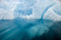 Detail of a bluish iceberg in clear water