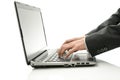 Detail of blurred hands using laptop Royalty Free Stock Photo