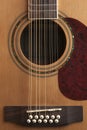 Detail of the body of a 12-string guitar, vertical shot Royalty Free Stock Photo