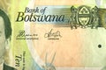 Detail of 10 Botswana Pula banknote Royalty Free Stock Photo