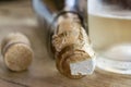 Detail of a bottle of bubbly white wine Royalty Free Stock Photo