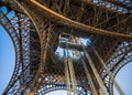 Detail bottom view of Eiffel Tower