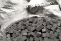 Detail of the bowl of charcoal cubes for hookah