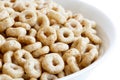 Detail of bowl of honey cheerios. Royalty Free Stock Photo