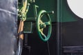 Detail of the brass front valve of an old steam train boiler Royalty Free Stock Photo