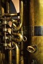 Detail of a brass musical instrument Royalty Free Stock Photo