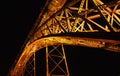 Detail of bridge Luis I by night on Oporto, portugal. Royalty Free Stock Photo