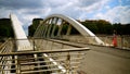 Detail of the Bridge of Music-Armando Trovajoli. pedestrian bridge in steel and reinforced concrete, with the characteristic doub