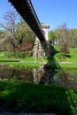 Detail of a bridge in Romanescu Park in Craiova