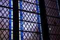 Detail of a broken stained glass window in Crowland Abbey, Crowland, Lincolnshire, England - 27th April 2013