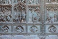 Detail of bronze door of Milan cathedral, Italy Royalty Free Stock Photo