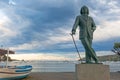 Detail of a bronze life-size statue to famous Salvador Dali in C Royalty Free Stock Photo