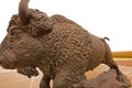 Detail of bronze statue of Buffalo being hunted