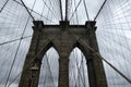 Detail of Brooklyn Bridge with suspension cables, New York City, Manhattan Royalty Free Stock Photo