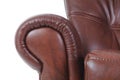 Detail of brown leather recliner