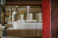 Detail of silk weaving loom Royalty Free Stock Photo