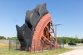 Detail bucket wheel digging excavator open pit coal mines Germany