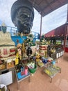 Detail of Buddha gold statues and statue of The famous monk named Luang Pu Mun in Chachoengsao at Thailand