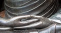 Detail of Buddha statue with Dhyana hand position, the gesture o Royalty Free Stock Photo