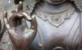 Detail of Buddha statue with Karana mudra hand position