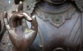 Detail of Buddha statue with Karana mudra hand position