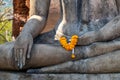 Detail of Buddha statue in Sukhothai Historical Park, Thailand Royalty Free Stock Photo