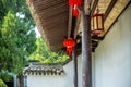 Detail of a Buddist temple in Wenzhou in China, lantern, roof and dragons - 2 Royalty Free Stock Photo