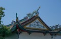 Detail of a Buddist temple in Wenzhou in China, lantern, roof and dragons - 1 Royalty Free Stock Photo