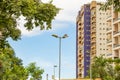 Detail of building and street lamp. Royalty Free Stock Photo