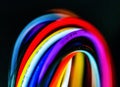 Detail of a bunch of colored electrical cables used for connections. colors help to connect electronic instruments and power suppl