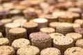 Detail of a bunch of used cork plugs