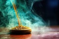 detail of burning incense stick with smoke trail Royalty Free Stock Photo