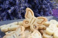 Detail on Butter Biscuits Cookies with Lavender Butterfly shape Royalty Free Stock Photo