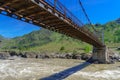 Detail of cable-stayed bridge over river Royalty Free Stock Photo