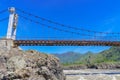 Detail of cable-stayed bridge over river Katun in Altai Royalty Free Stock Photo