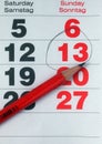 Detail of calendar showing date Royalty Free Stock Photo