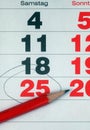 Detail of calendar showing date Royalty Free Stock Photo