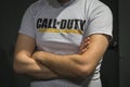 Detail of Call of Duty t-shirt at Games Week 2014 in Milan, Italy