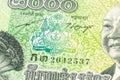 Detail of 2000 cambodian riel bank note obverse