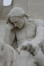 Detail of the Canadian National Memorial at Vimy Ridge on a sombre, grey November day Royalty Free Stock Photo