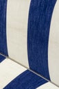 Detail of the canvas of the beach umbrella in blue and white st